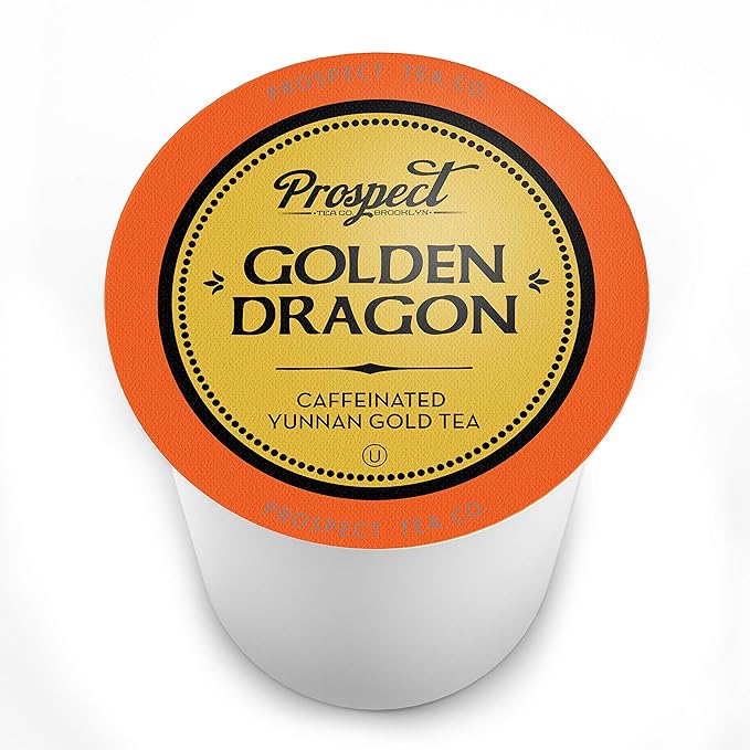 Prospect Tea Golden Dragon Yunnan Gold Tea Pods for Single Serve Coffee Pod Brewers 40 Count