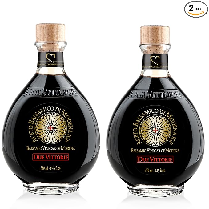 Due Vittorie Oro Gold Barrel Aged Balsamic Vinegar of Modena IGP All-Natural Extra Dense Premium Vinegar Aceto Balsamico di Modena IGP Italy - 8.45fl oz / 250ml - Pack of 2