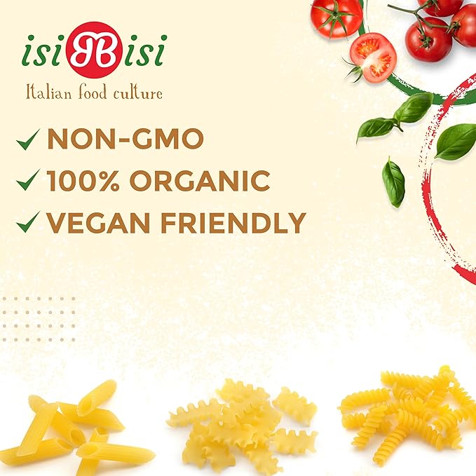 isiBisi Gluten-Free Pasta Sampler 3-Pack - Penne Baby Mafalda Spirali Noodles - Non GMO Vegan Made in Italy