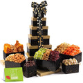 NUT CRAVINGS Gourmet Collection - Get Well Soon Nuts &amp Dried Fruits Tower Gift Basket with Get Well Soon Ribbon (12 Assortments) Food Arrangement Healthy Snack Care Package Food Assortments