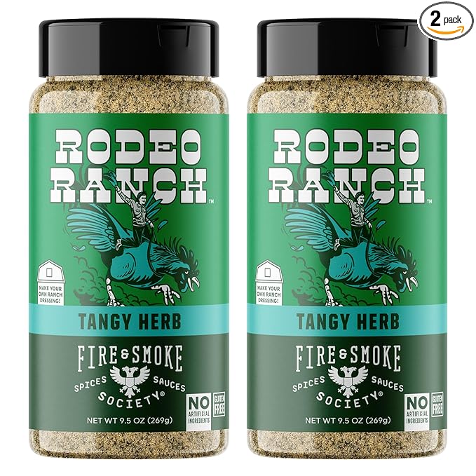 Fire &amp Smoke Society Rodeo Ranch Chicken Seasoning | BBQ Seasonings and Rubs for Smoking | Chicken Pork Fish Vegetables | Buttermilk Dill Parsley Chives | Large (2-Pack)