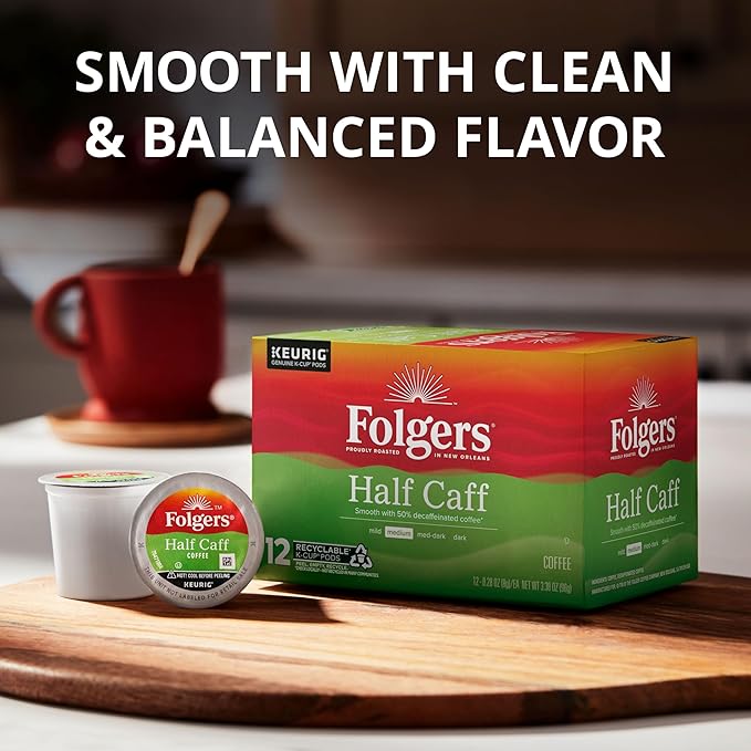 Folgers Half-Caff Medium Roast Coffee 72 Keurig K-Cup Pods