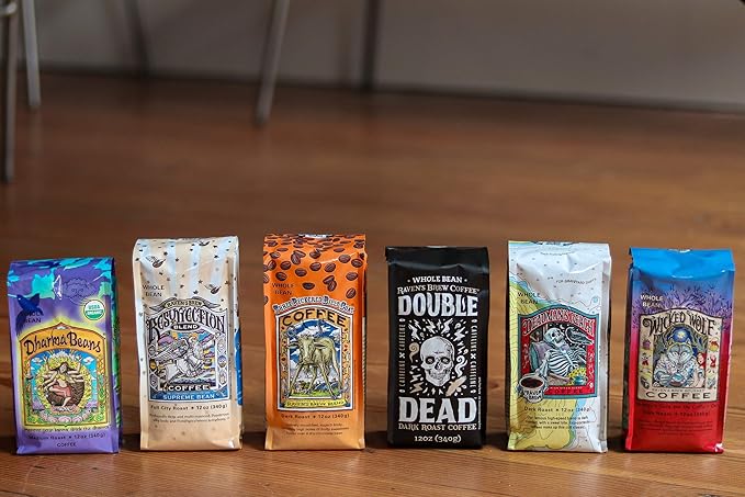Raven's Brew Coffee Full Bodied Coffee Full City Roast Whole Bean - Resurrection Blend 2-pack of 12oz