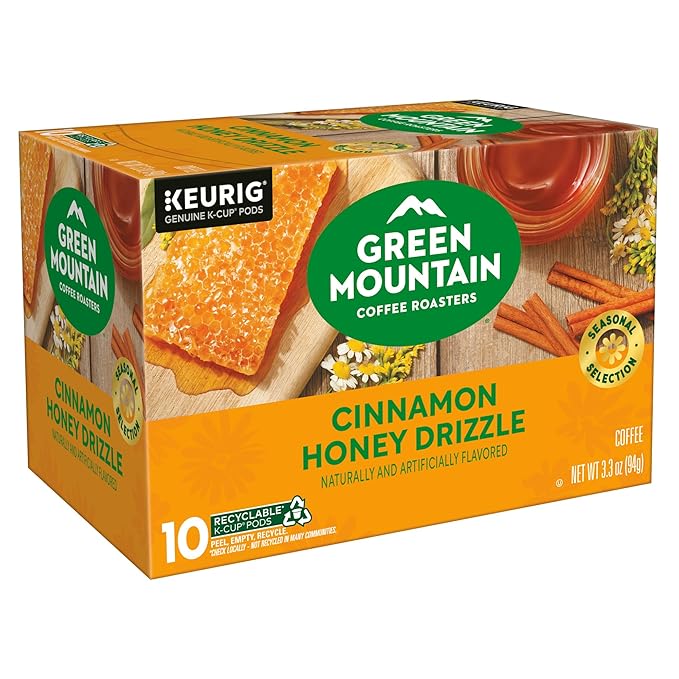 Green Mountain Coffee Roasters Cinnamon Honey Drizzle Single-Serve Keurig K-Cup Pods 6 Boxes of 10 (60 Count Total)