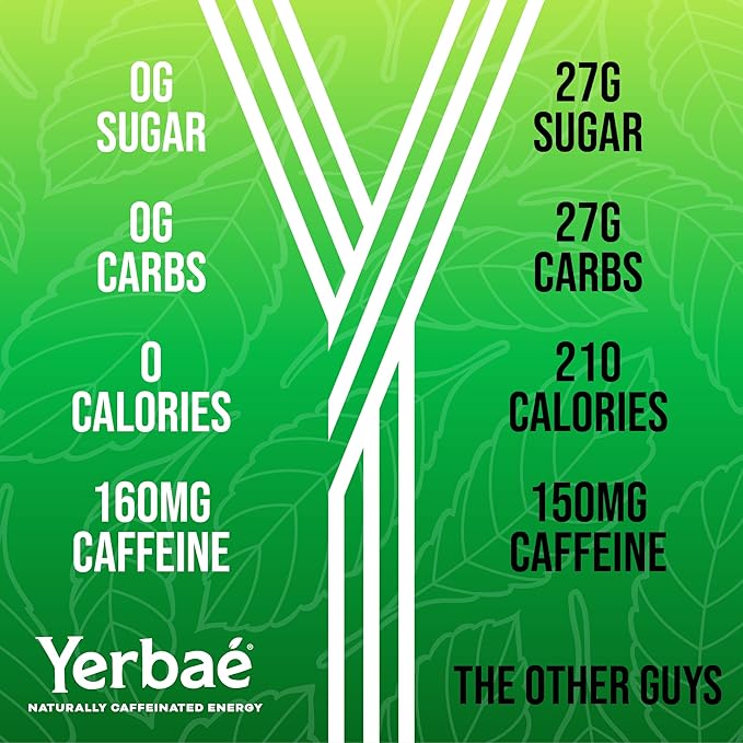 Yerbae Energy Seltzer - Pineapple Coconut 0 Sugar 0 Calories 0 Carbs Energized by Yerba Mate &amp Plant-Based Healthy Alternative to Coffee and Sugary Sodas 12oz cans (12 Pack)