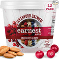Earnest Eats Superfood Oatmeal Cups - Cranberry Almond Flax – 7g Plant Protein Gluten Free Vegan On-the-Go Breakfast 2.1 Ounces Each (12 Pack)