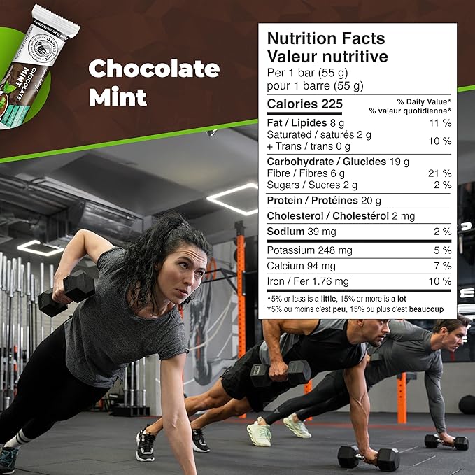 Daryl's Bars Chocolate Mint On the Go Whey Protein Bars Gluten Free Low Sugar 20gr of Protein Snack Meal Replacement Pack of 1