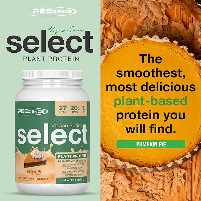 PEScience Select Vegan Protein Powder Plant Based Protein Powder Amazing Taste Smooth Texture Pea and Brown Rice Blend Dairy Free Lactose Free Gluten Free - Pumpkin Pie 27 Servings