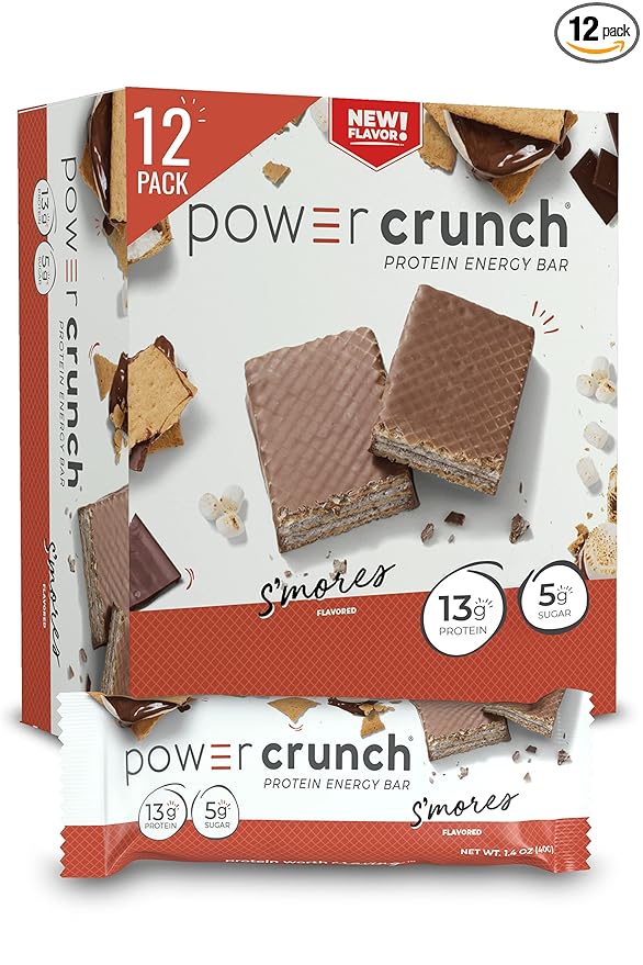 Power Crunch Protein Wafer Bars High Protein Snacks with Delicious Taste S'Mores 1.4 Ounce (12 Count)