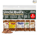 Uncle Bud's Deep Fried Peanuts In Shell (5 Pack) Peanuts Individual Packs: Salted Cajun Garlic Hot Old Bay Bacon BBQ Crunchy Flavored Peanut Variety Pack Spicy Peanuts Hot Peanuts In Shell