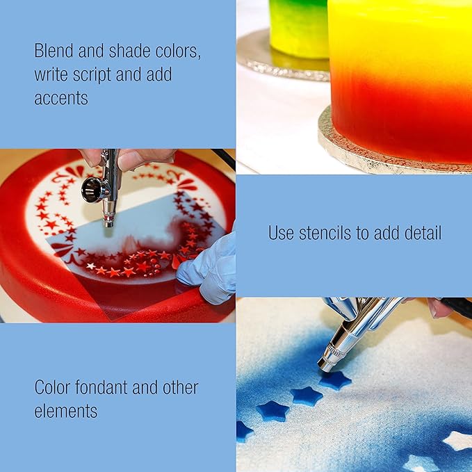 U.S. Cake Supply Complete Cake Airbrush Decorating Kit with 24 Vibrant Food Colors - Air Brush for Cake Decoration Cupcakes Cookies &amp Desserts