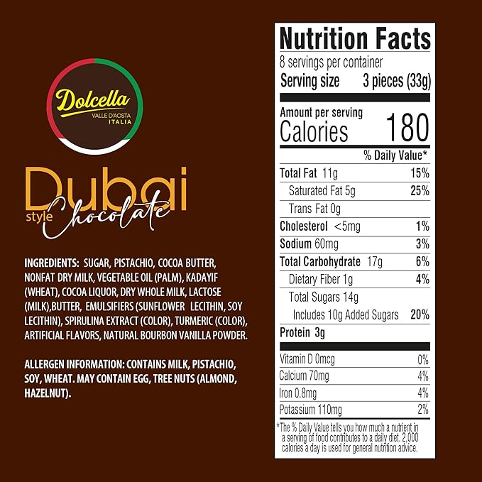 Dolcella Dubai Chocolate Truffles Gift Box – Milk Chocolate with Pistachio Cream Butter &amp Crispy Kataifi | 24-Piece Luxury Chocolate Candy Box | 9.31 OZ (264g)