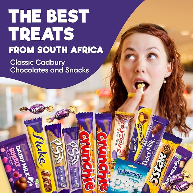 Chocolate Gift Box Chocolate Bars Sweets Snack Box Imported from South Africa Includes Flake Crunchies Caramello Dairy Milk Variety Pack Assorted Bar 16 Pieces