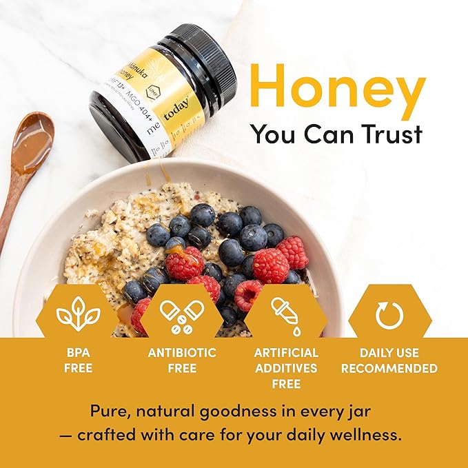 Me Today Manuka Honey UMF 13+/MGO 404+ from New Zealand Authentic Raw &amp Unpasteurized Honey | Raw Manuka Honey for Daily Wellness Support | Delicious Honey Crafted by Bees in 8.8oz
