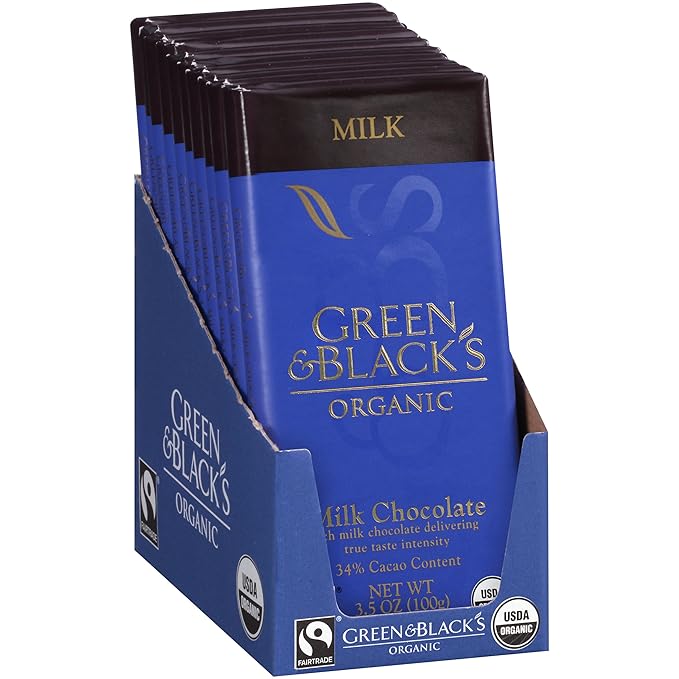 Green &amp Black's Organic Milk Chocolate 34% Cacao 3.5 Ounce Bars10 count
