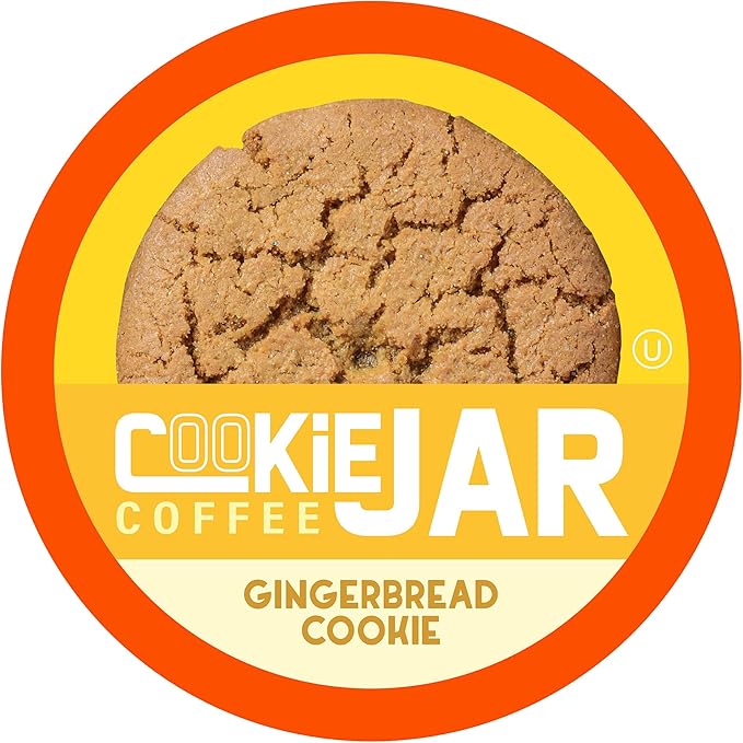Cookie Jar Gingerbread Cookie Coffee Pods 40 Single-Serve Pods Compatible with Keurig K Cup Brewers Gingerbread Flavor Convenient Brewing Smooth Aroma