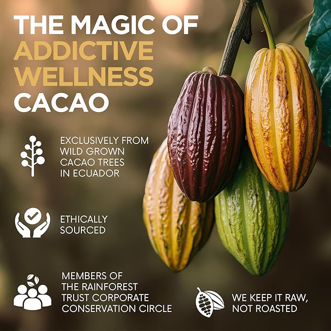 Addictive Wellness Raw Cacao Powder - Wild-Grown Heirloom Mycotoxin-Free Arriba Nacional Chocolate Cocoa Powder Unsweetened Vegan Keto &amp Paleo Friendly Raw Cacao Powder 340g (12 Ounce)
