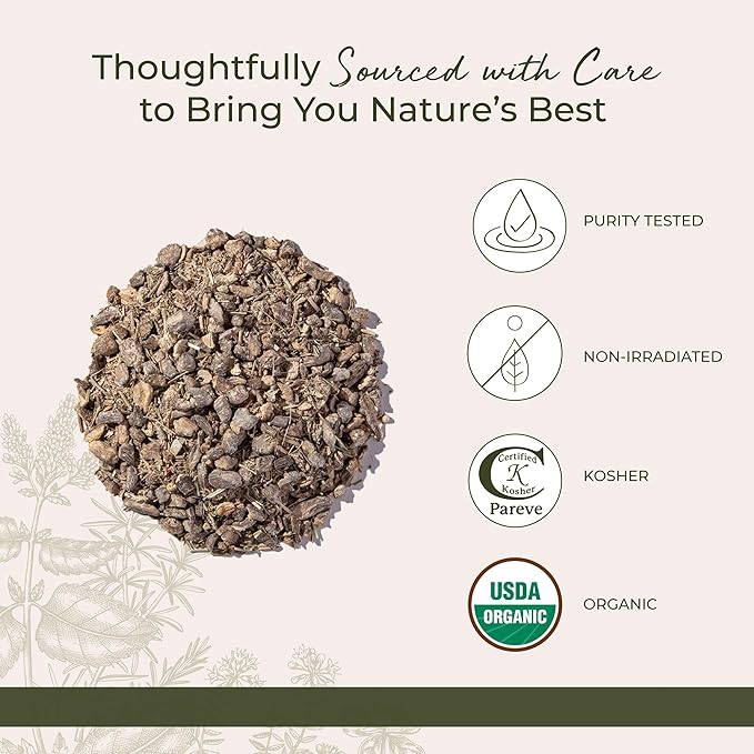 Starwest Botanicals Essiac Tea Organic - Caffeine Free Herbal Blend Loose Leaf Burdock Root Slippery Elm Bark Sheep Sorrel &amp Rhubarb Certified Kosher Non-GMO - Bulk 1 lb Bag