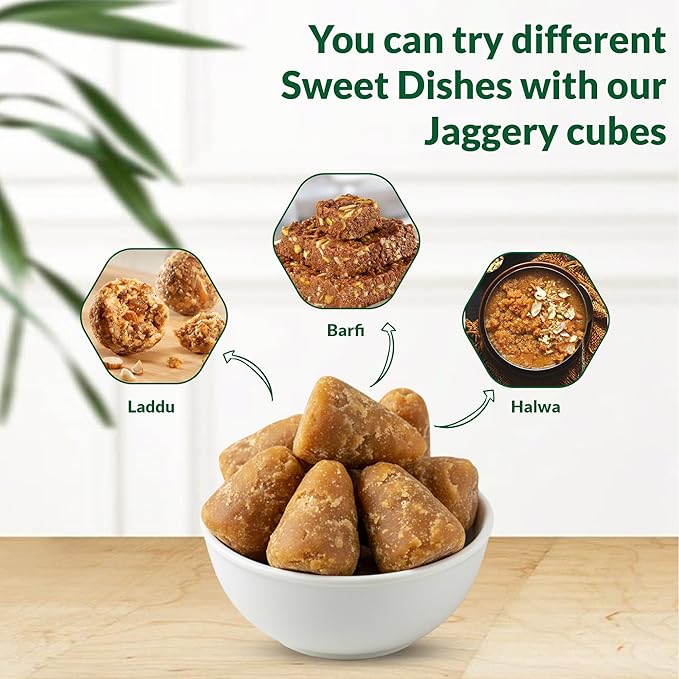Danodia Foods Pure Jaggery Cubes (900g/1.98 lb) | Natural Desi Gud/Gur Made of Sugarcane | Chemical-Free Unrefined Sweetener for Cooking &amp Beverages | No Chemicals or Artificial Additives