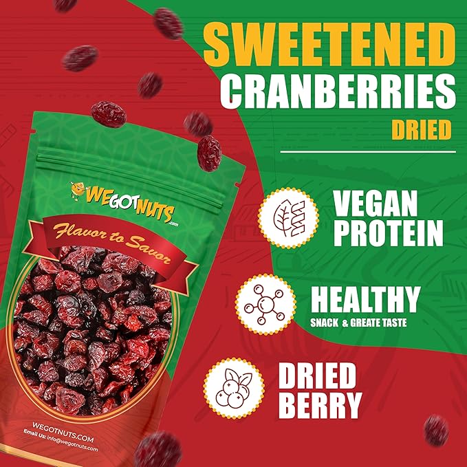 Dried Cranberries 5 Pounds (80oz) By We Got Nuts Sweetened Cranberries for Salads Cooking and Baking