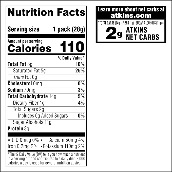 Atkins Endulge Treat Peanut Butter Candies 2g Net Carbs 2g Sugar Creamy Peanut Butter Filling Low Carb Low Sugar 4 Packs (5 Count Each)