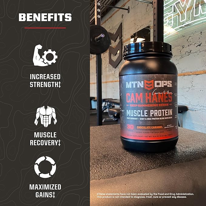 MTN OPS Cam Hanes Whey Protein &amp Tropical Punch BCAA Bundle – Chocolate Caramel Protein Powder + Amino Acids