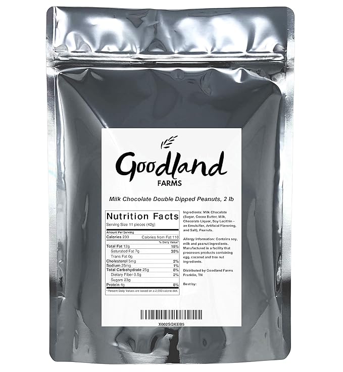 Goodland Farms Milk Chocolate Double Dipped Peanuts 2 Pounds - Wholesale Bulk Candy Chocolate Covered Peanuts