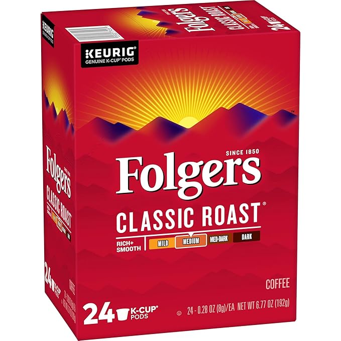 Folgers Classic Roast Medium Roast Coffee 96 Keurig K-Cup Pods