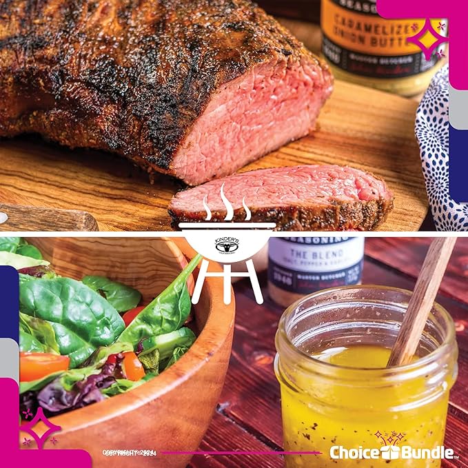 Kinders Buttery Garlic &amp Herb Woodfired Garlic The Blend Buttery Steakhouse All Purpose Caramelized Onion Butter Seasoning &amp Rub 6 pk (34.95 oz) + BBQ Masters &amp Opener (8 Items)!