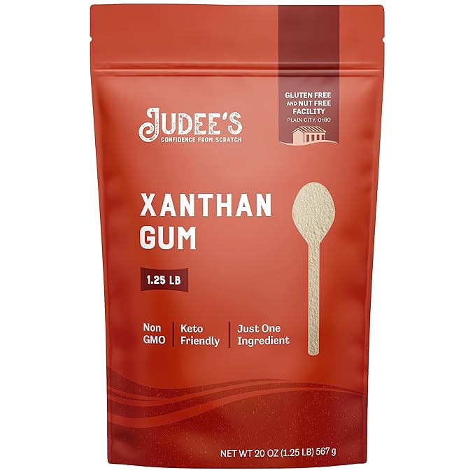 Judee's Gluten Free Xanthan Gum - Texture-Enhancing Bread Dough Thickener - Food Thickener for Soups &amp Sauces - Low-Carb Keto Baking &amp Syrups - 20 Ounce