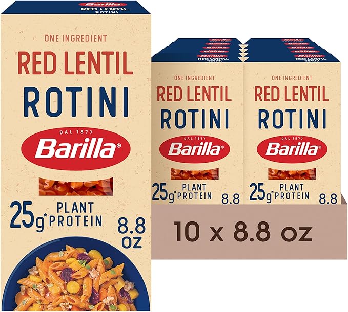 Barilla Red Lentil Rotini Pasta 8.8 oz (Pack of 10) - Gluten Free Non GMO &amp Kosher - Plant Based Protein Pasta