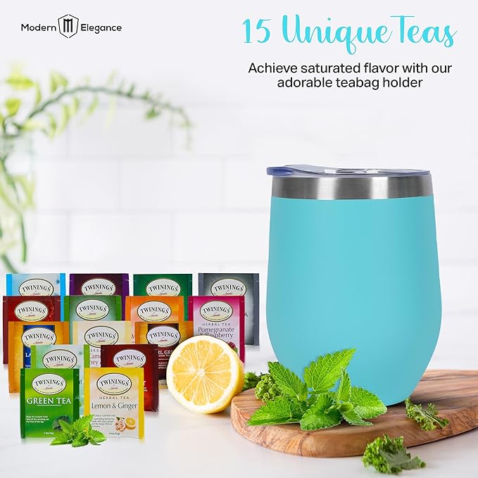Tea Gift Set for Women &amp Men – Includes Assorted Teas Elegant Mug &amp Honey (Teal)