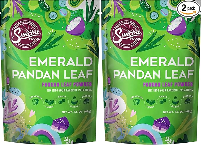Suncore Foods Emerald Pandan Leaf Powder Green Food Coloring Powder Gluten-Free Non-GMO 3.5oz (2 Pack)