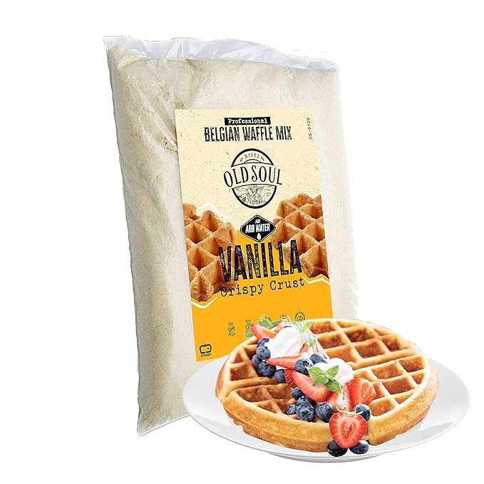 OldSoul Belgian Waffle Mix | Chocolate &amp Vanilla Flavour | Soy &amp Nut free | Belgian Batter Mix | 5 lbs | 28 Waffles (Vanilla)