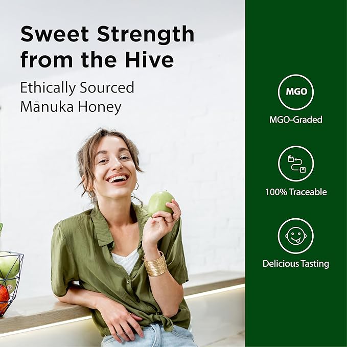 Flora - Manuka Honey - MGO 30+ - Sustainable Honey from New Zealand - Non-GMO &amp Unpasteurized - 17.6 oz. Jar