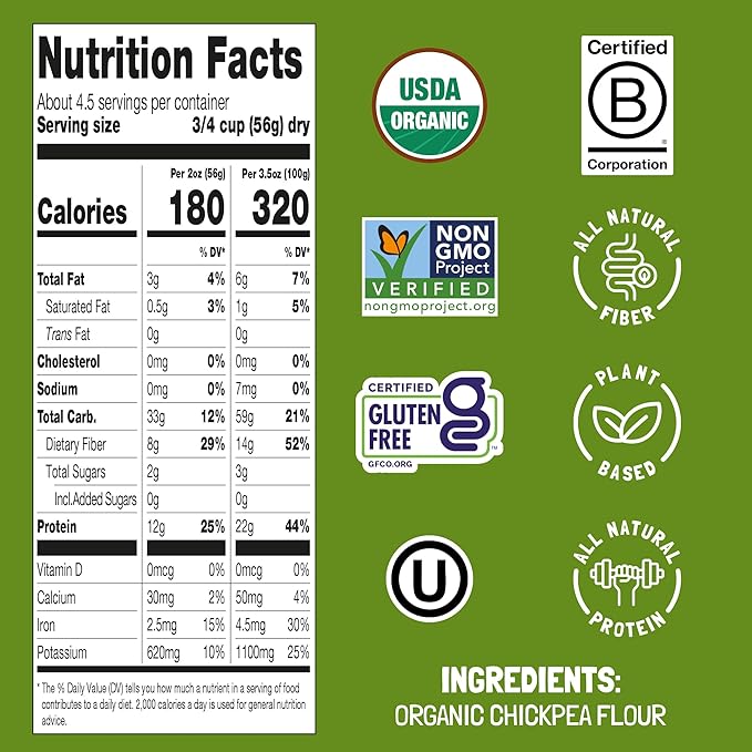 Felicia Gluten Free Pasta Chickpea Fusilli 22G Protein per Serving Organic High Protein and Fiber Noodles Designed in Italy Plant Based Made from 100% Chickpeas Non GMO 8.8 Oz 6 Boxes