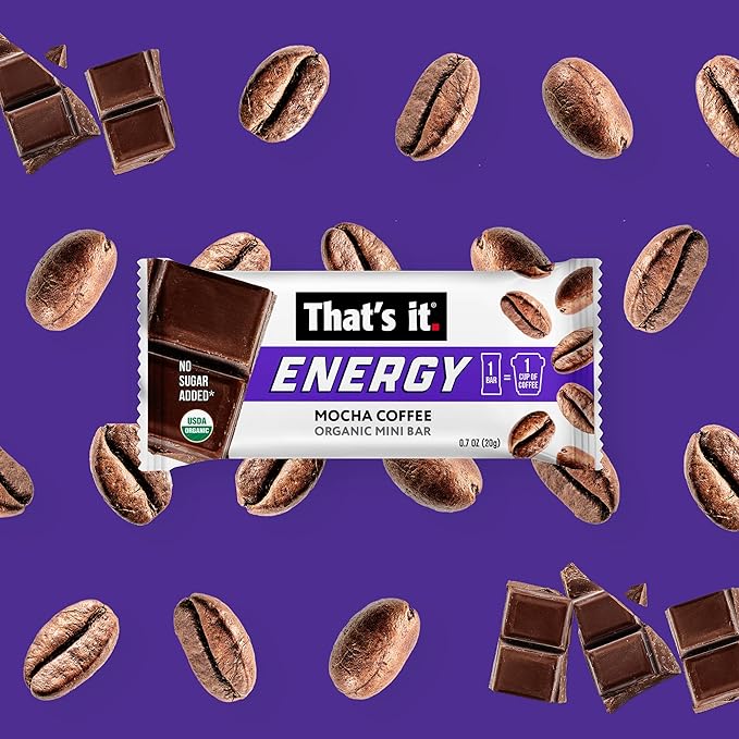 That's it. Organic Energy Coffee Mini Bars - Mocha Coffee (1 Mini Bar = 1 Cup of Coffee) Grab and Go No Added Sugars Non-GMO Caffeine Power Snack Kosher Allergy Friendly (Mocha Coffee - 15 Pack)