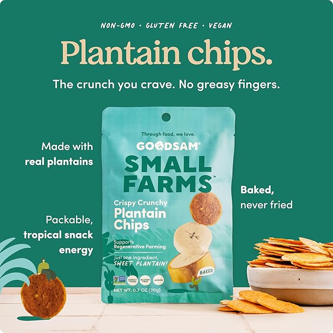 GoodSAM Small Farms Baked Sweet Plantain Chips Pack of 8 Simple Ingredient Fruit Chips