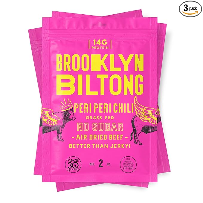 Biltong Beef Jerky - Grass Fed Seasoned Dried Beef - 2oz Peri Peri 3-Pack