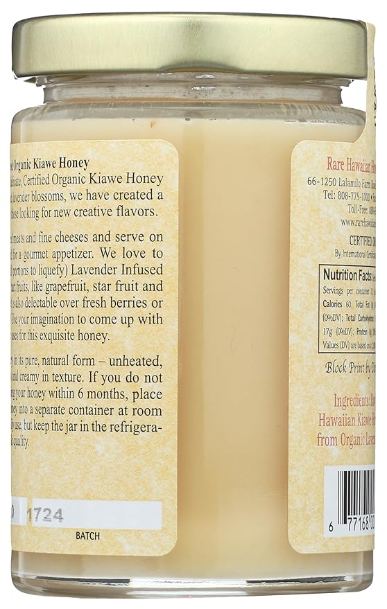 RARE HAWAIIAN Organic Kiawe Honey with Lavender 8 OZ
