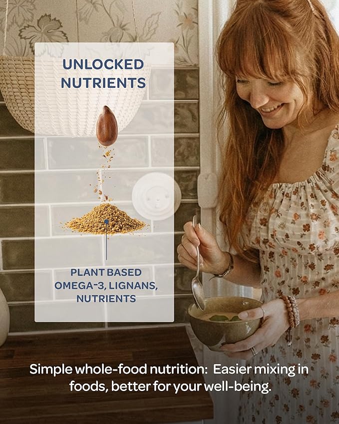 LOOV Organic Ground Flaxseed - Cold-Milled Flax Seeds - High Fiber 5.1 g Plant-Based Omega-3 (ALA) For Smoothies &amp Baking Flaxseed Meal Linaza Molida Grown in Finland 23 oz Resealable Pouch