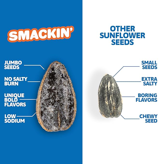 SMACKIN' Sunflower Seeds Roasted Jumbo Small-Batch American Made - Lemon Pepper. 1.5oz bags (36 Pack)