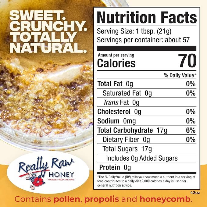 Really Raw Honey Straight from the Hive Never Heated or Filtered Harvested from Small USA Family Farms Smooth and Dense (42 Ounce)