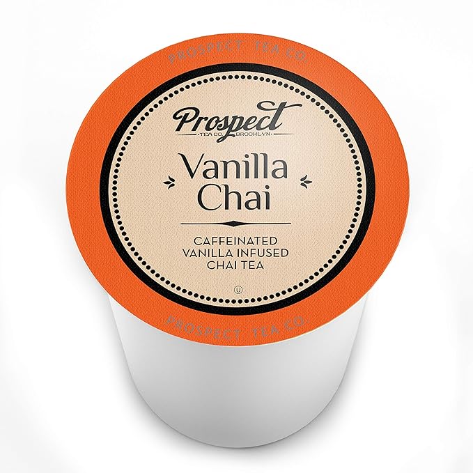Prospect Tea Co. Caffeinated Vanilla Chai Tea Pods Compatible with K Cup Brewers Including 2.0 40 Count
