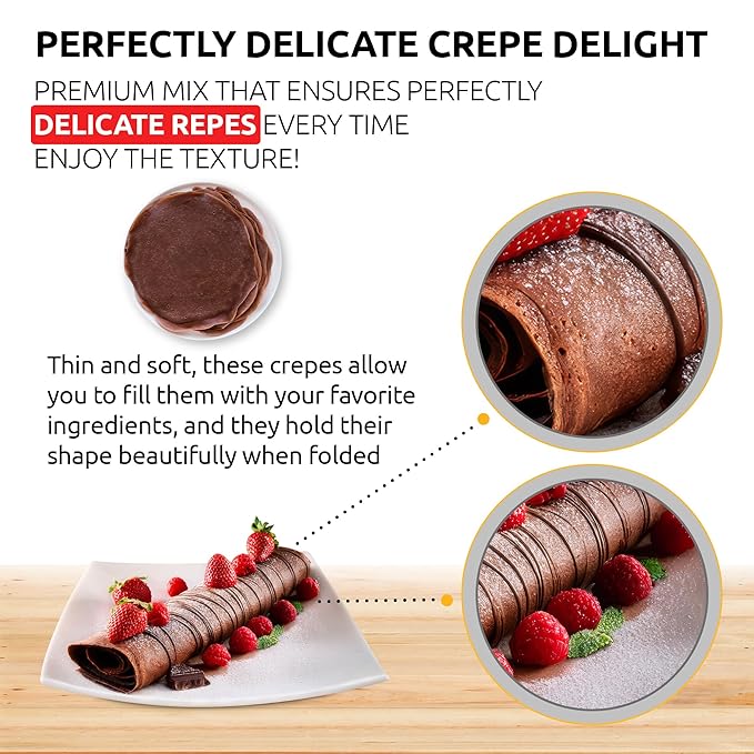 OldSoul Professional Crepe Mix | Chocolate Flavour | Dough Mix | 30 Lbs | 216 Crepes (30 Lbs Gluten Free &amp Vegan)