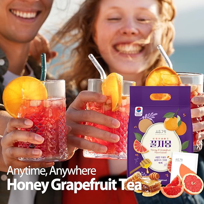 Ssanggye Korean Honey Grapefruit Tea 30g X 25pcs All Natural Fresh Grapefruit Tea With Honey Marmalade Jam Sauce For Salad Spread Ade Cocktail Dressing Portable Sachets For On-The-Go Sweet 꿀 자몽차