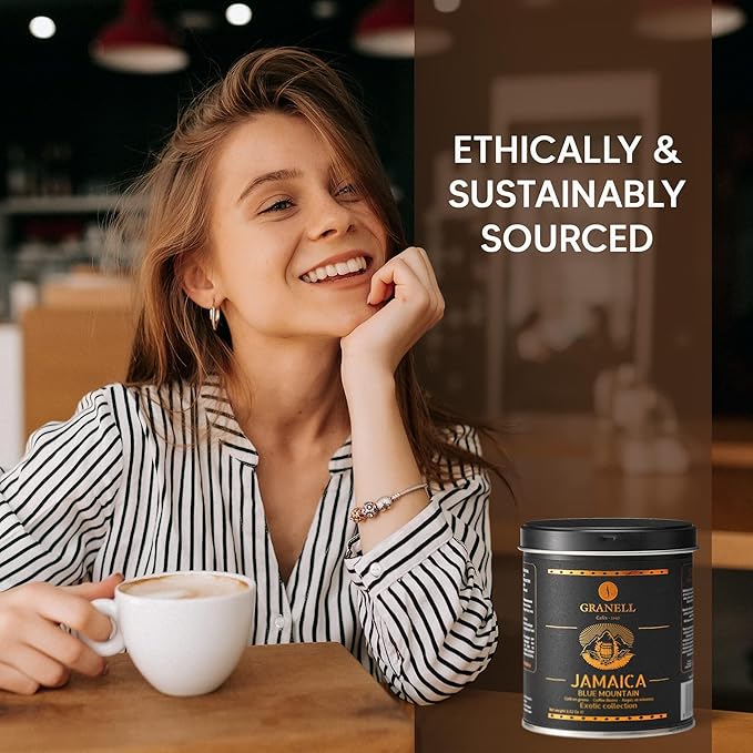 Blue Mountain Jamaican Coffee by Cafés Granell: Low Acid Whole Bean Coffee Medium Roast to Dark Roast Coffee Popular Gourmet Coffee Lover Gifts 3.5oz