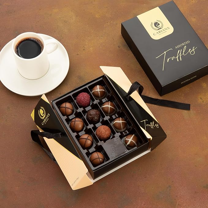 CARIANS Chocolate Gourmet Truffles Box Chocolate Gift Box Box of Candy Assorted Luxury Chocolate Basket Dark Milky Hazelnut Truffles Great for Gift Giving and Anniversary 11 Pcs.