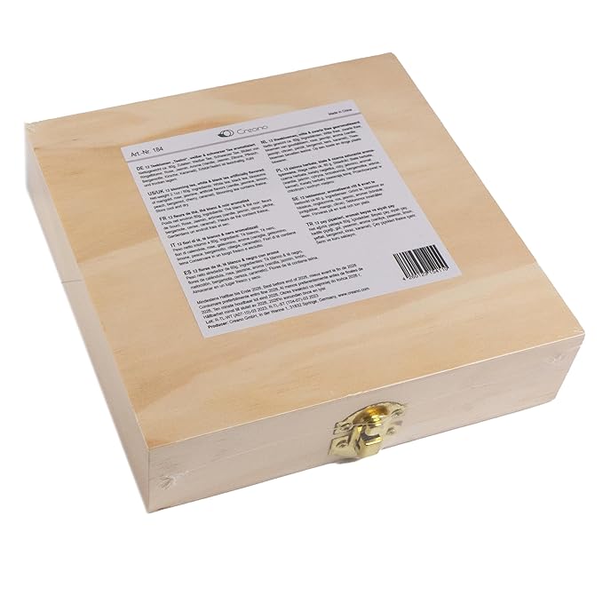 Creano Blooming Tea Tealini - Tea Flowers in Cup Size - Gift Set in Wooden Tea Box - 12 pcs in 8 Varieties - White Tea &amp Black Tea