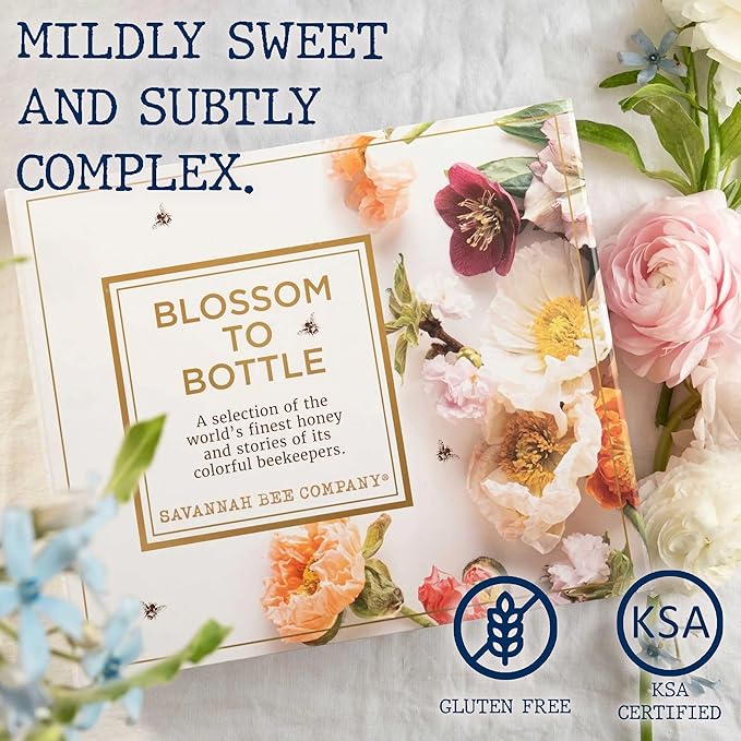 Savannah Bee Company Blossom to Bottle - 6 Jars of Different Varieties of Organic Honey in Unique Packaging